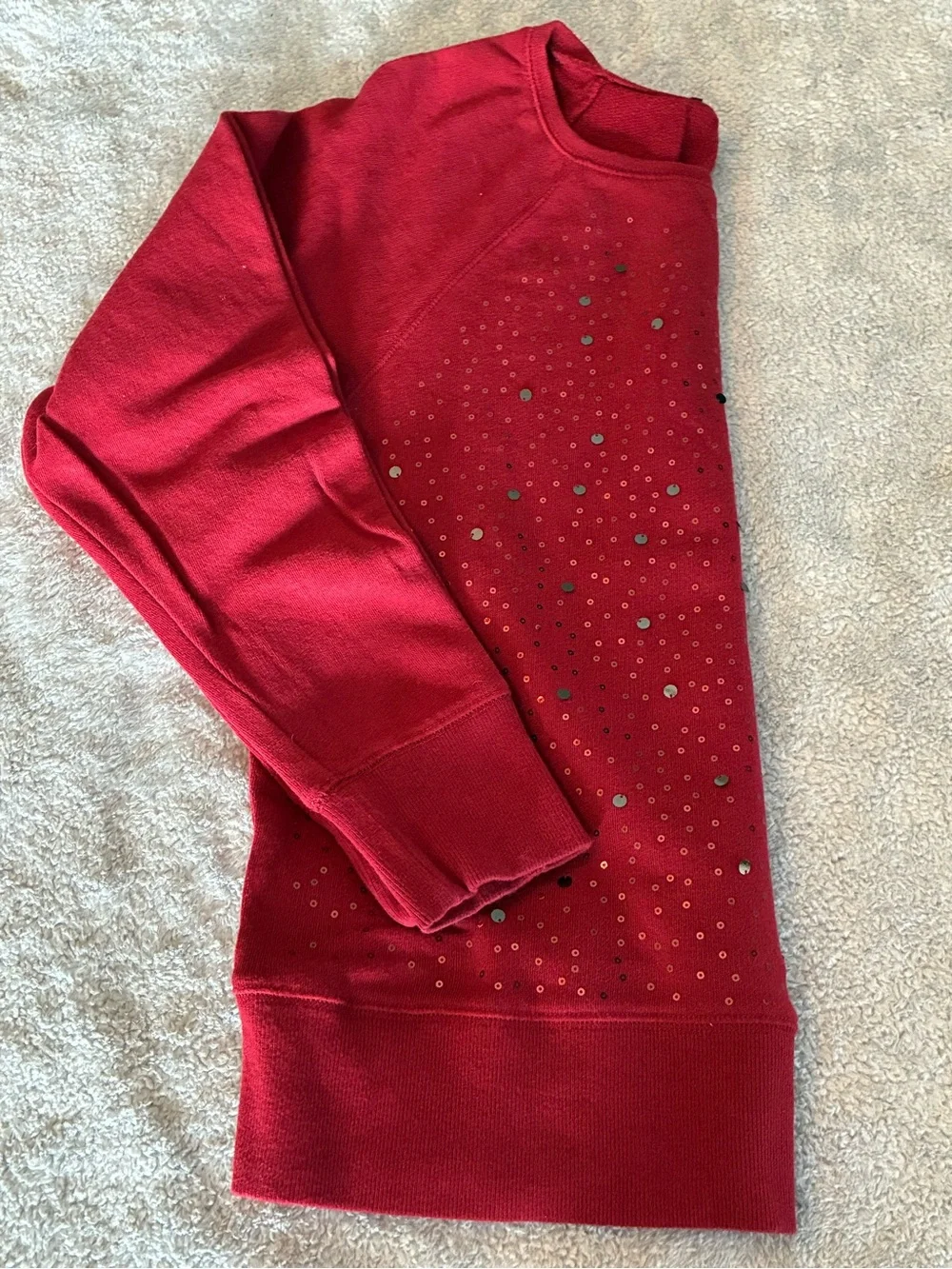 Women’s Relativity Red Scoop-Neck Sweater with Metallic Dot Accents Size PM